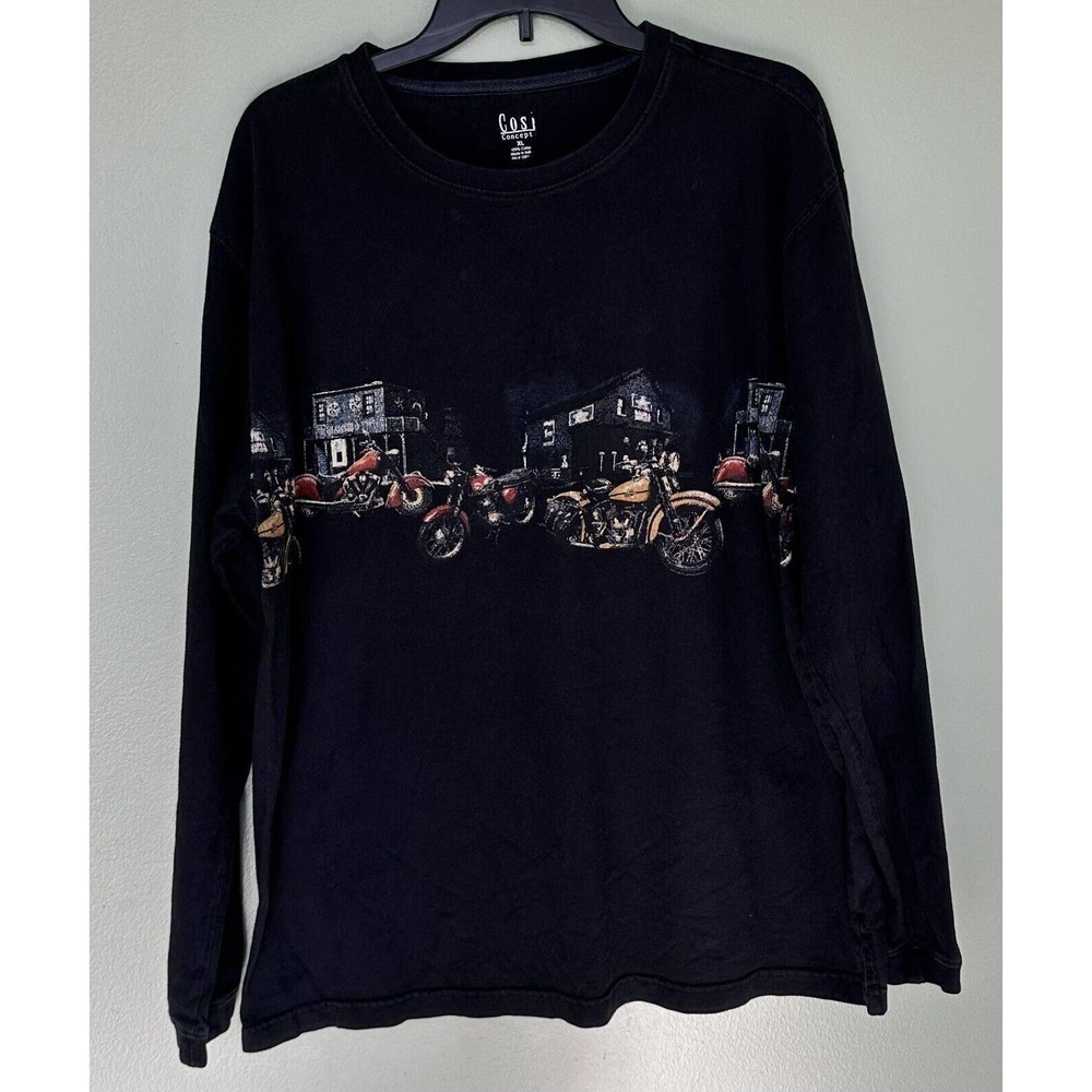 Cosi Concepts Mens Sz XL Crewneck Long Sleeve Shirt Motorcycle Graphic P… - Picture 1 of 5